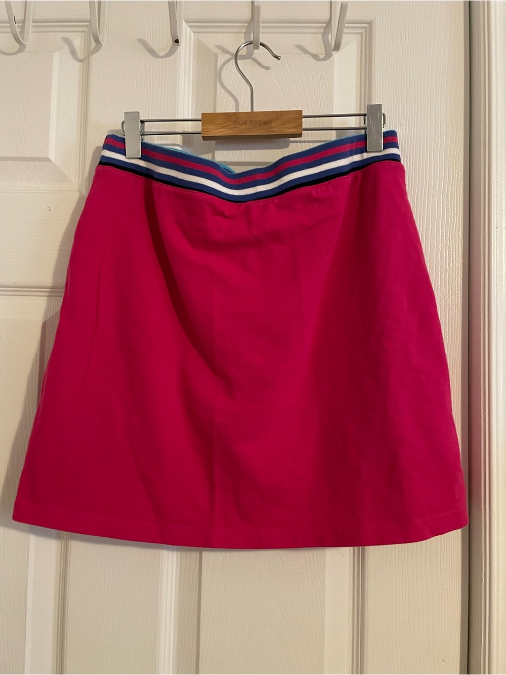 Liz Claiborne Hot Pink Cotton Mini Skirt with Striped Waistband Size M